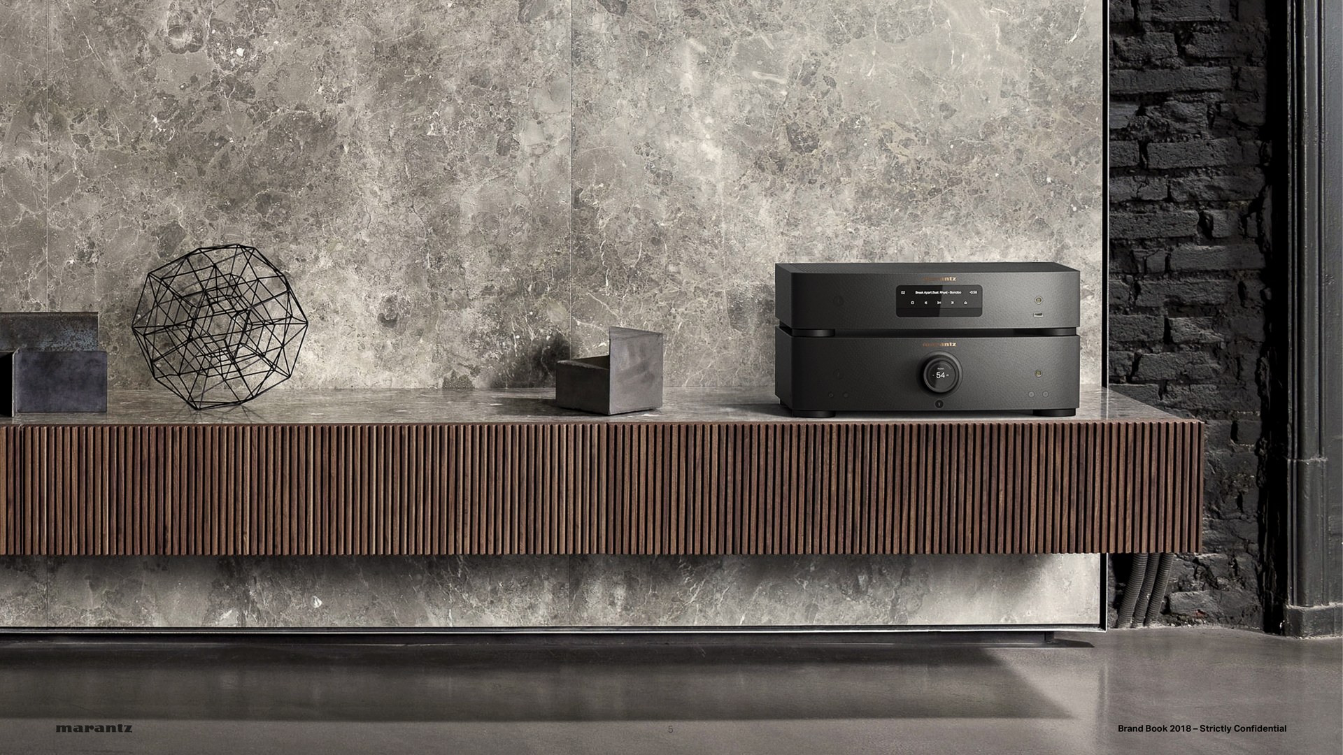 Marantz integrated amplifier — editorial product photography from Look Book 2018