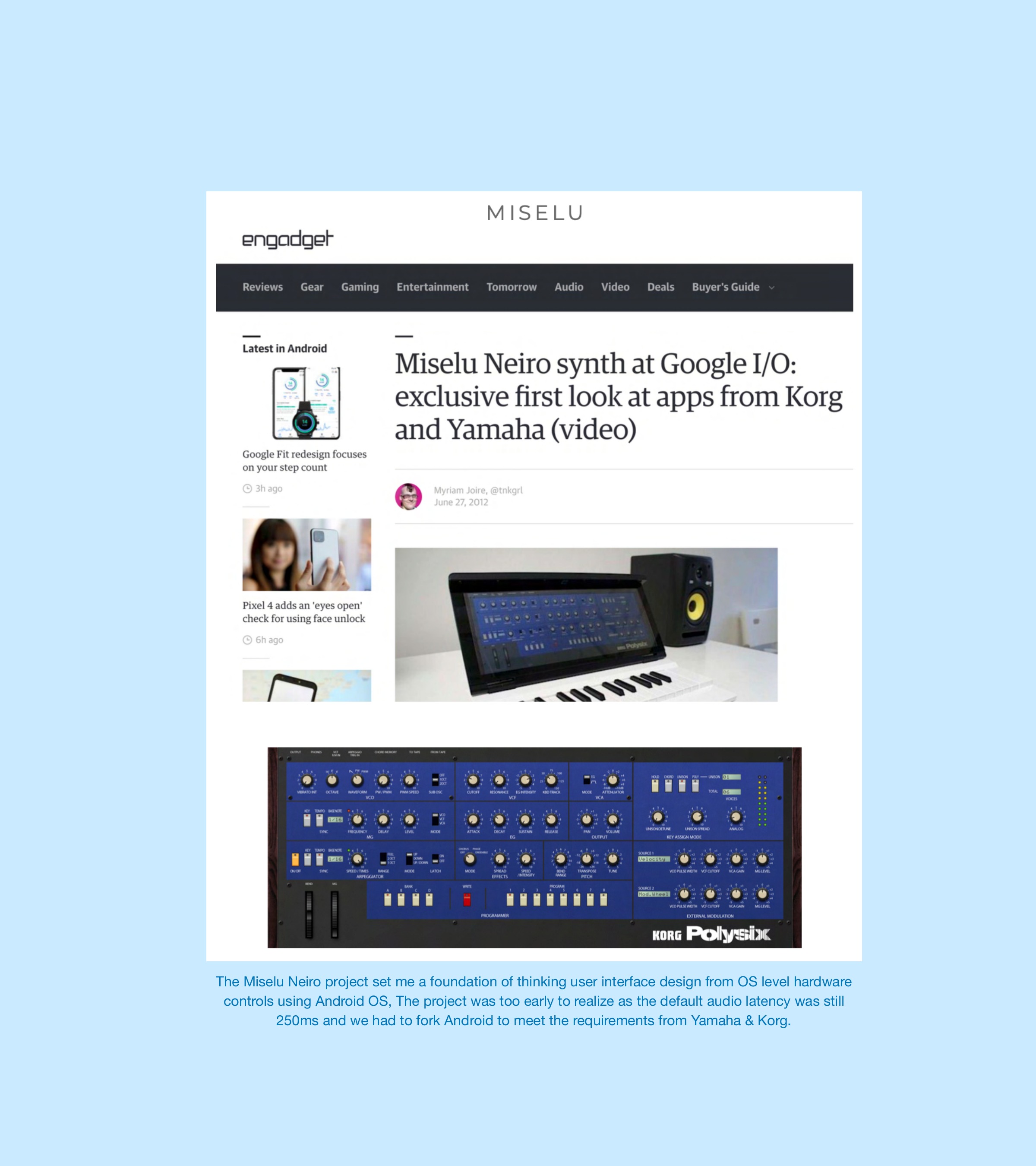 Miselu Neiro synth at Google I/O — Engadget exclusive, Korg and Yamaha partnership