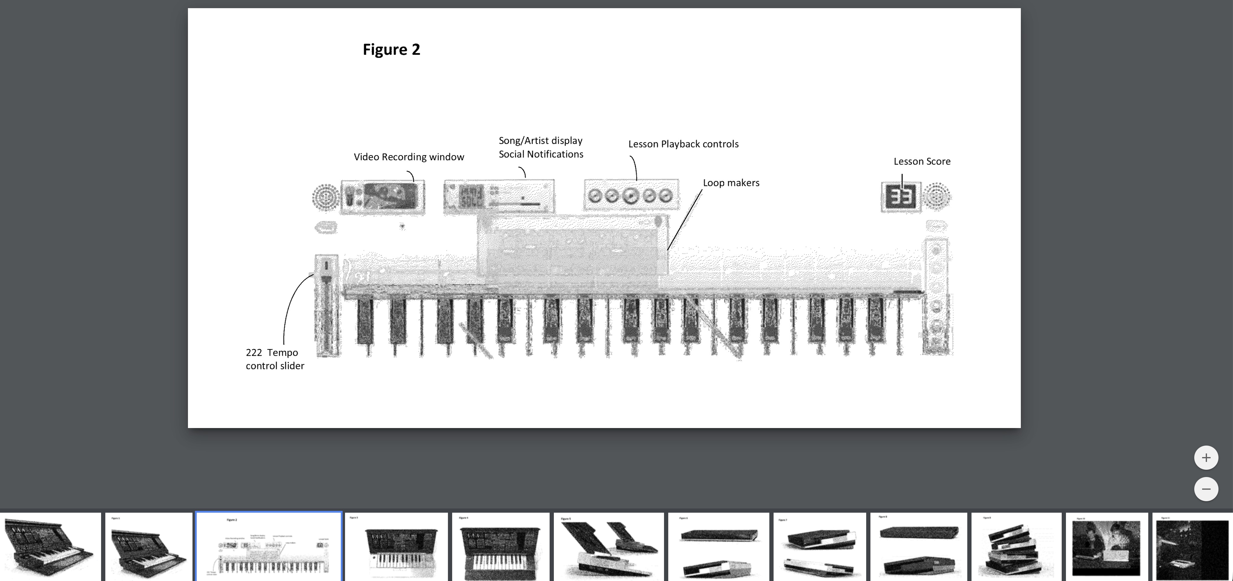 Miselu C.24 patent Figure 2 — keyboard hardware layout, US9165476B2